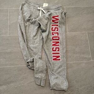 Gray Wisconsin Sweatpants with Red Print